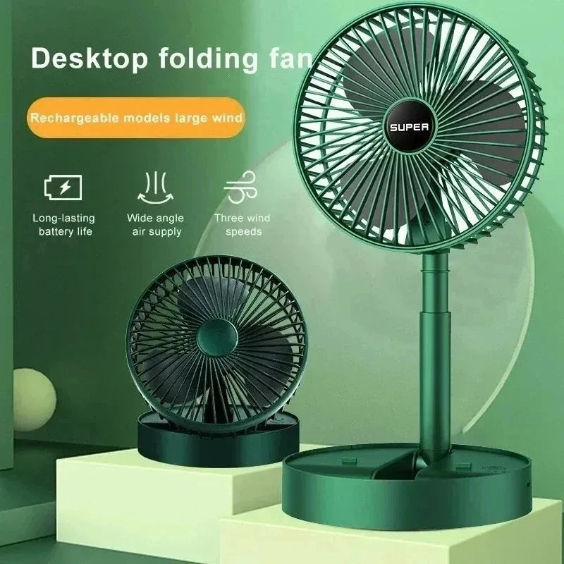 2026NEW Retractable Fan USB Charging Folding Portable Mini Electric Fan Dormitory Outdoor Cooling Appliances AdjustableHomeFans
