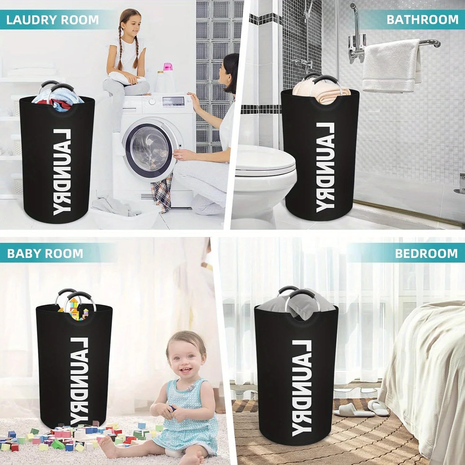 Extra-Large Waterproof Laundry Basket with Padded Handle - Foldable, Multi-Purpose Storage for Bathroom, Laundry Room, Balcony