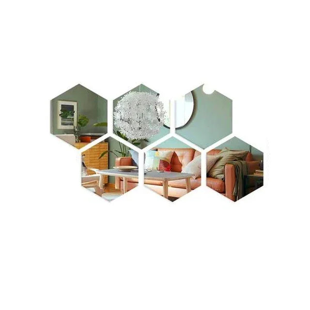 Hexagon Acrylic 3D Mirror Wall Sticker Home Decor DIY Self-adhesive Mirror Decal Decor Stickers Art Wall Decoration Large 6/12pc