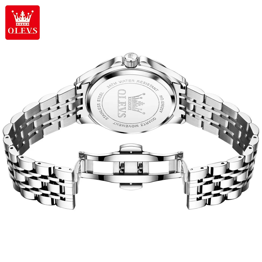 OLEVS Brand watch steel band stereo dial double calendar quartz watch waterproof men's watch 3620