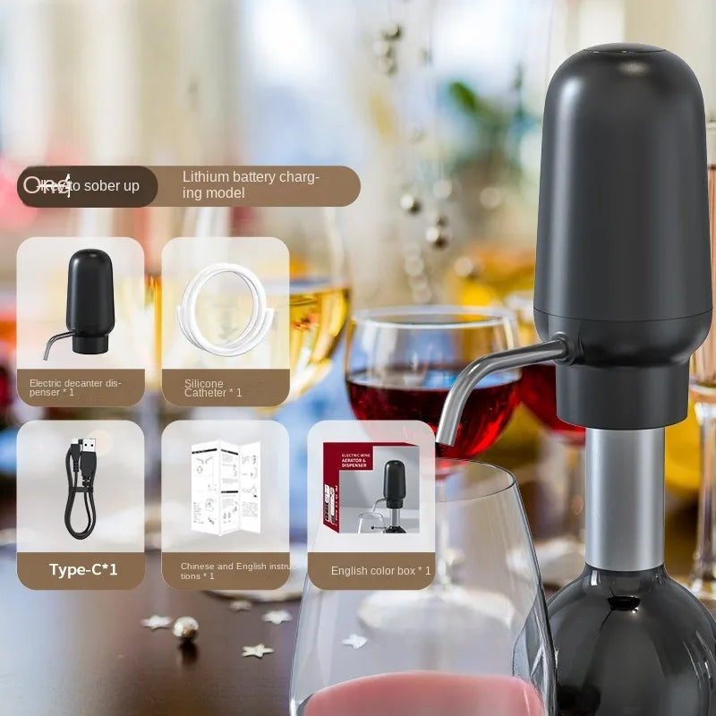 Electric Wine Aerator Dispenser Bar Party Accessories Stainless Steel Intelligent Automatic Decanter Pourer Valentine's Day Gift