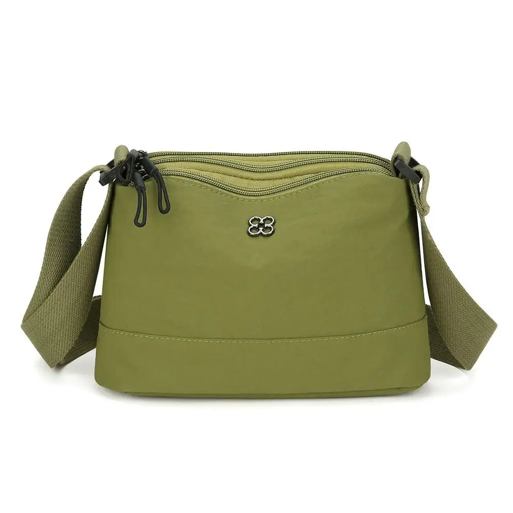 Solid Color Casual Style Handbag Soft Nylon Cloth Women Shoulder Bag Multiple Pockets Tote Bag Student Bag