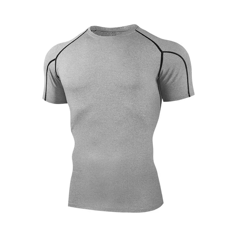 Compressed T-shirt Men's sportswear Running T-shirt Elastic Quick-drying Exercise T-shirt for men exercising in the gym