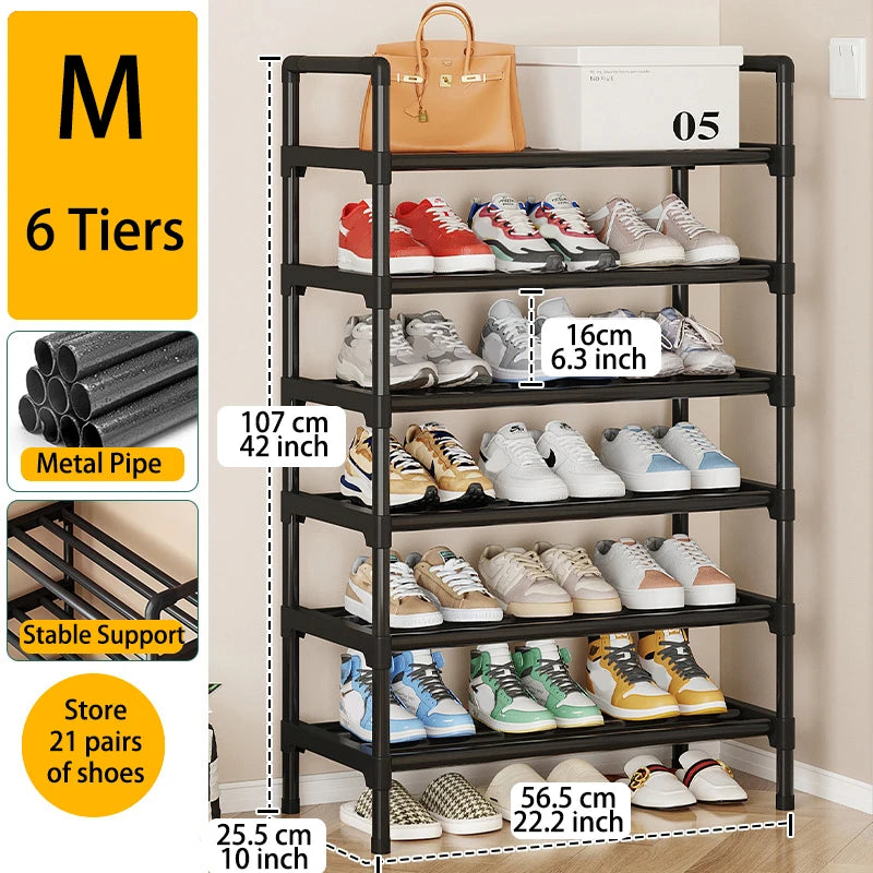 Multiple Layers Metal Shoe Rack, Large Capacity Shoe Organizer for Entryway, Closet, Garage, Shoe Shelf for Living Room