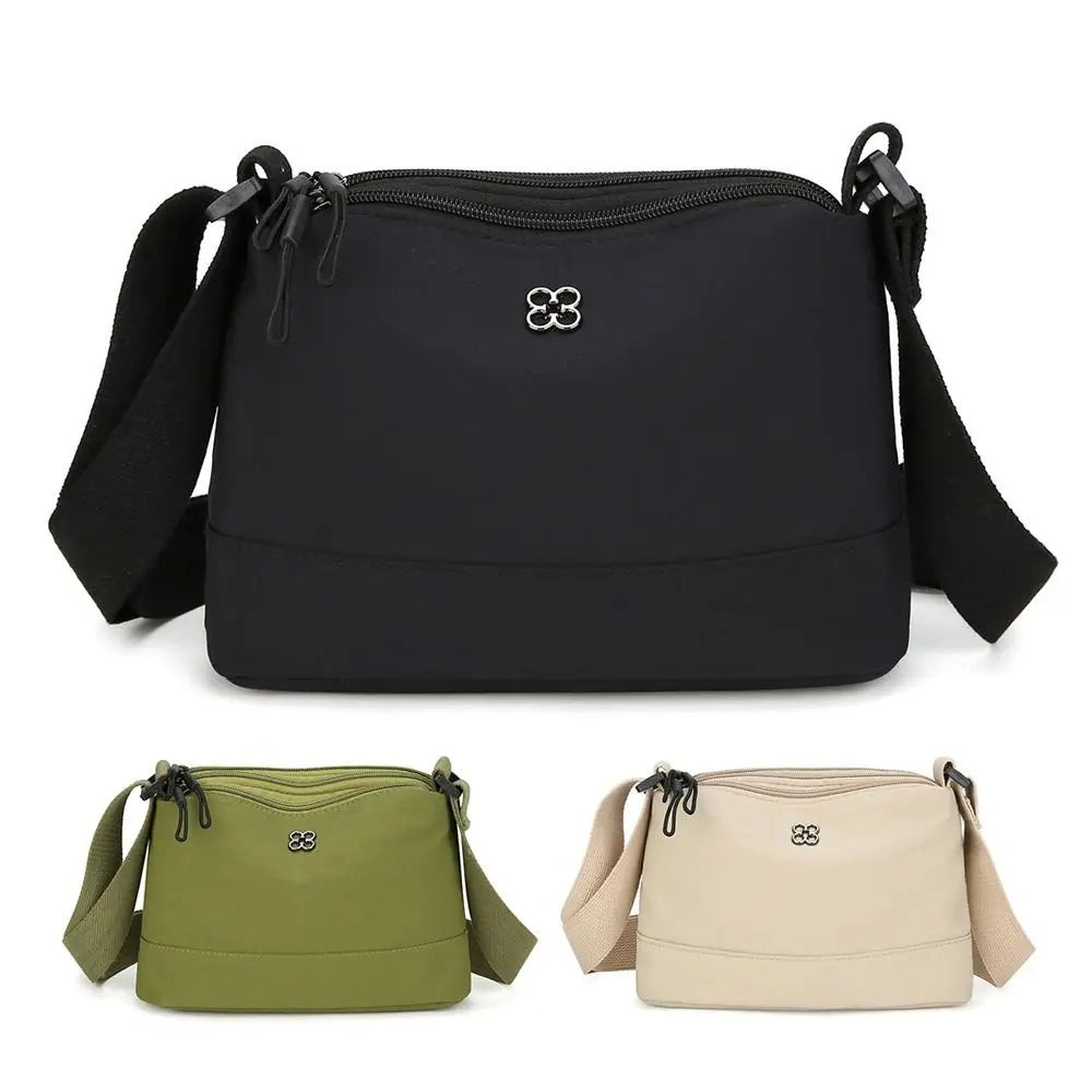New Soft Nylon Cloth Women Shoulder Bag Multiple Pockets Casual Style Handbag Solid Color Crossbody Bags Girls