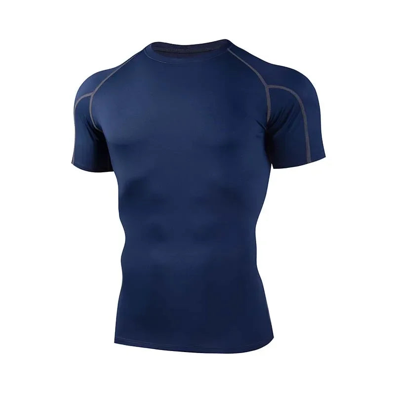 Compressed T-shirt Men's sportswear Running T-shirt Elastic Quick-drying Exercise T-shirt for men exercising in the gym