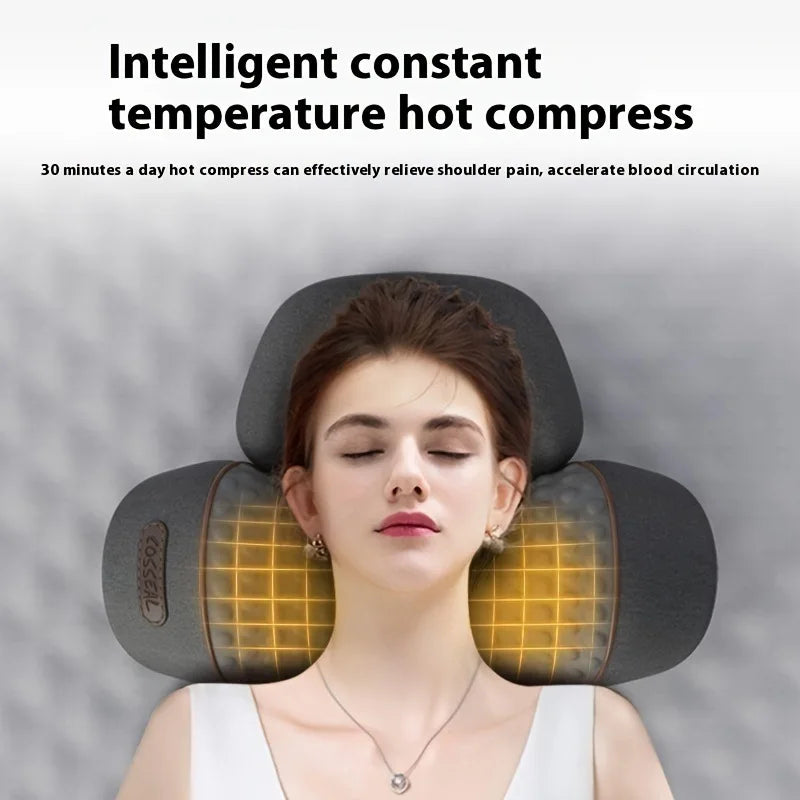 Electric Massager Cervical Pillow Hot Compress Vibration Massage Neck Traction Relax Sleeping Memory Foam Pillow Spine Support