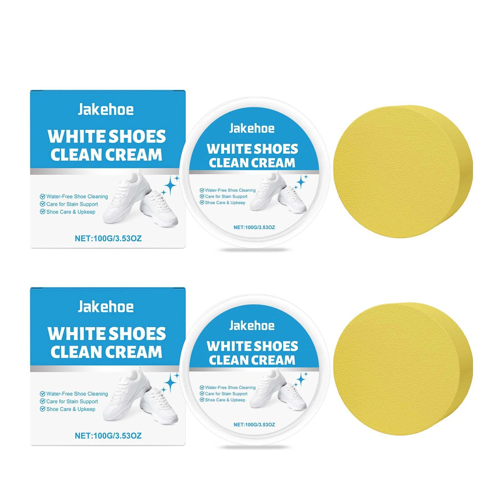 White Shoe Cleaner Cream Instants Brightening Powerful Stain Removal Gentle No-Wash Shoe Cleaning Kit For All White Shoe Types