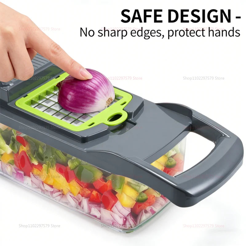 Vegetable Chopper Set Food Processor Onion Potato Slicer Dicer Grater Kitchen Fruit Vegetable Cutter with Handle