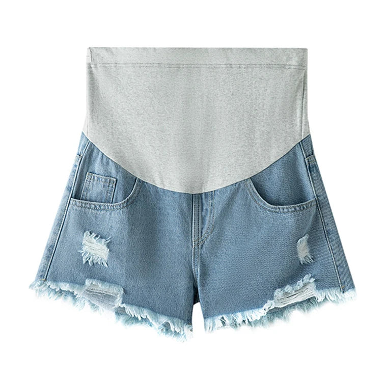 Large Size Maternity Shorts High Waisted Elastic Pregnancy Denim Pants Summer Short Jeans for Pregnant Women