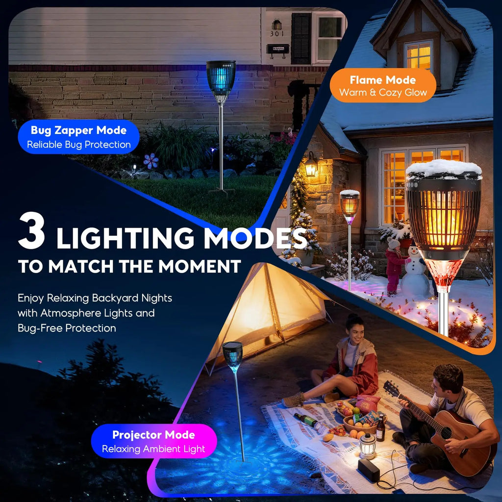Solar Bug Zapper Outdoor,4200V 3-in-1 Mosquito Zapper 4200V 3-in-1 Mosquito Zapper for Yard Garden 2000 Sq Ft