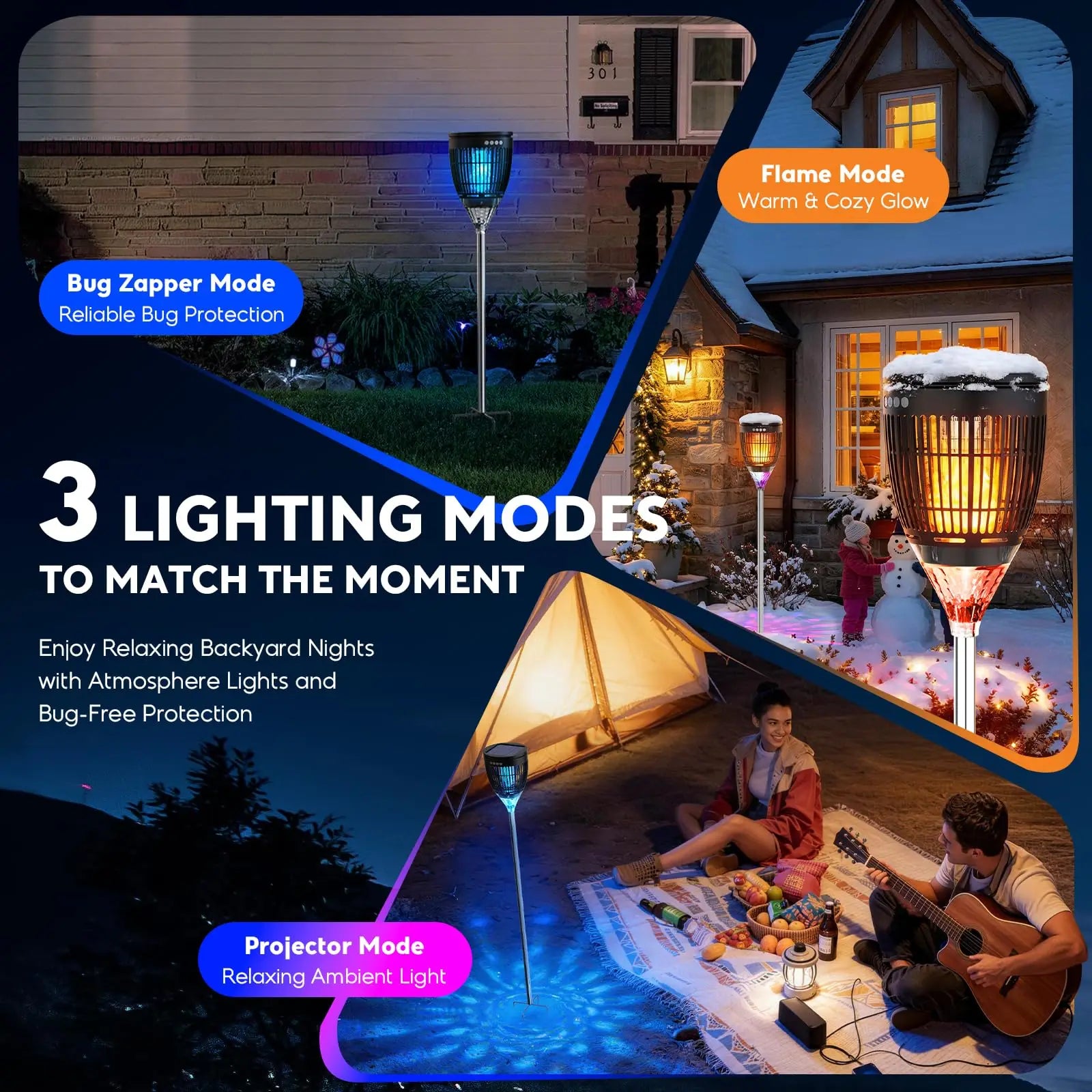 Solar Bug Zapper Outdoor,4200V 3-in-1 Mosquito Zapper 4200V 3-in-1 Mosquito Zapper for Yard Garden 2000 Sq Ft