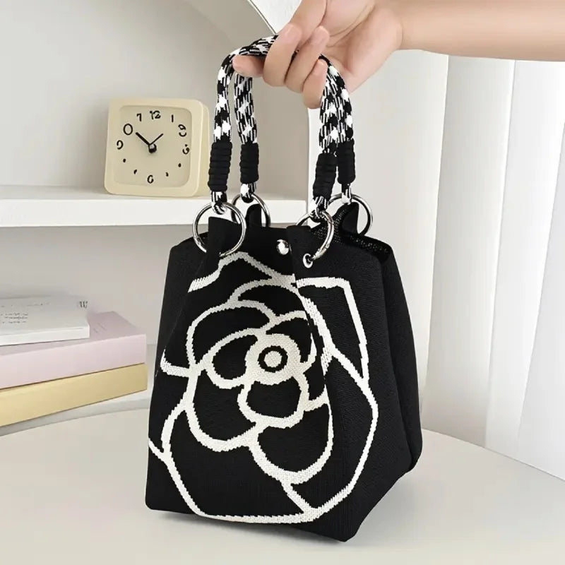 Portable Handbag Large Capaci Knitted Tote Bag for Work Commuting Outings Miscellaneous Items Korean Japanese Sle Handbag