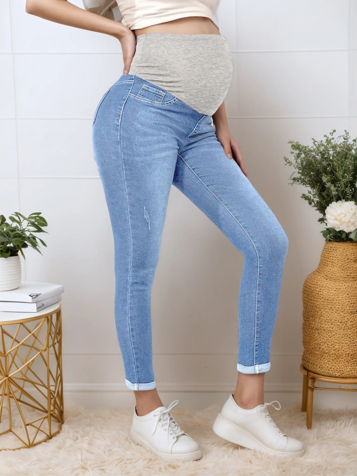 Maternity jeans maternity suit high waist belly lift hip elastic 2025 new style