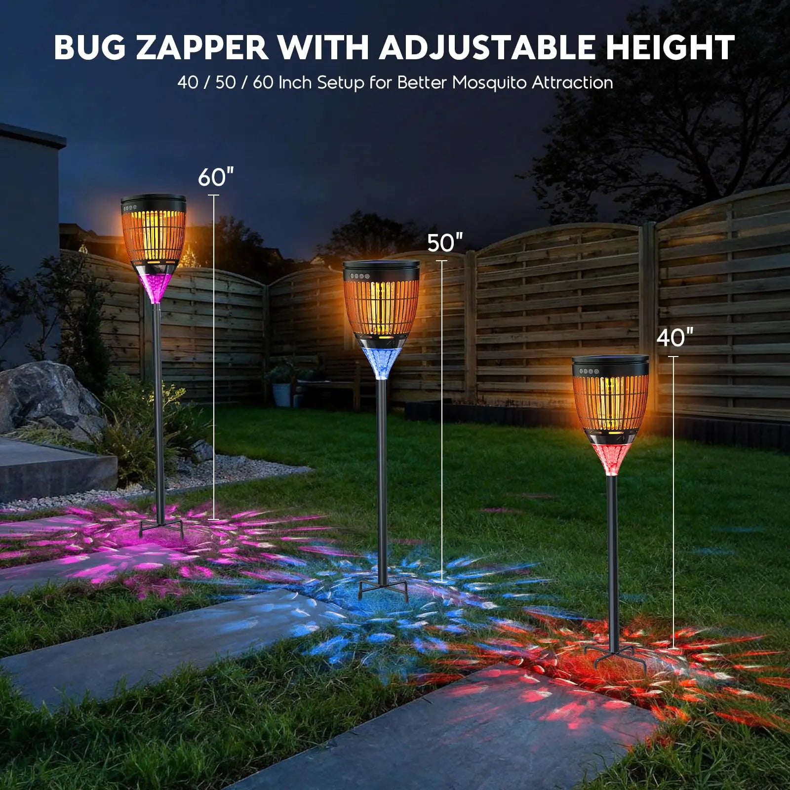 Solar Bug Zapper Outdoor,4200V 3-in-1 Mosquito Zapper 4200V 3-in-1 Mosquito Zapper for Yard Garden 2000 Sq Ft
