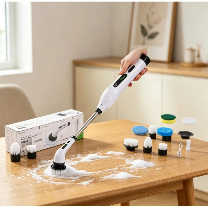 Cordless Electric Spin Scrubber, Multipurpose Household Power Brush for Kitchen Bathroom Toilet Tile Grout