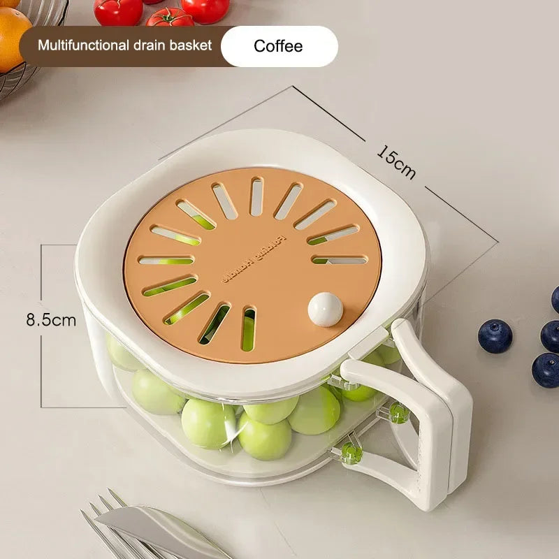 Kitchen Good Helper Tap Washing Basin Filter Water Drain Basket Food Grade Plastic Fruit Washing Basket Cute Food Drain Basket
