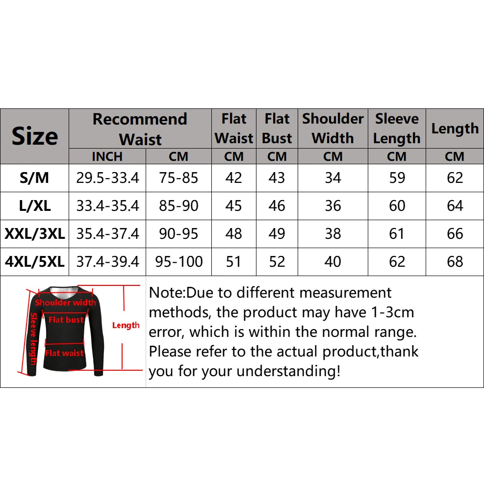 Sauna Weight Loss Sweating Long Sleeves Men Sauna Suit Bodybuilding Tops Gym Workout Corsets Fat Burning Sweat Suit Trimmer