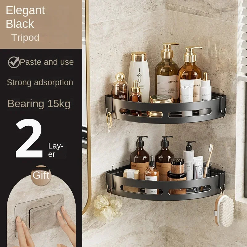 Adhensive Bathroom Shampoo Holder Shower Caddy Shelves Storage No Drill Shelf Corner Towel Holder Shelves For