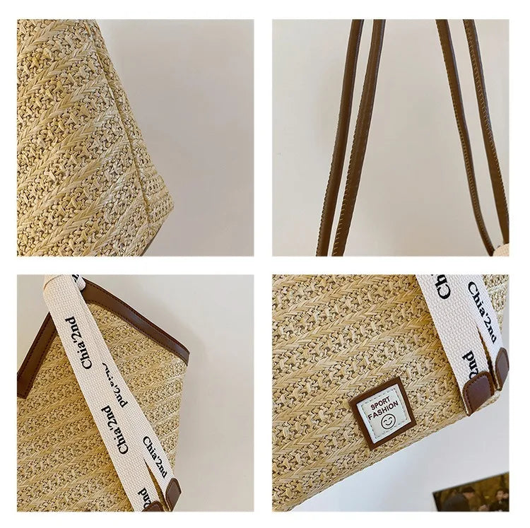 Women's Large Capacity Shoulder Bag Summer Straw Woven Basket Handbag Fashion Female Luxury Designer Beach Bag Bali Shopper Tote