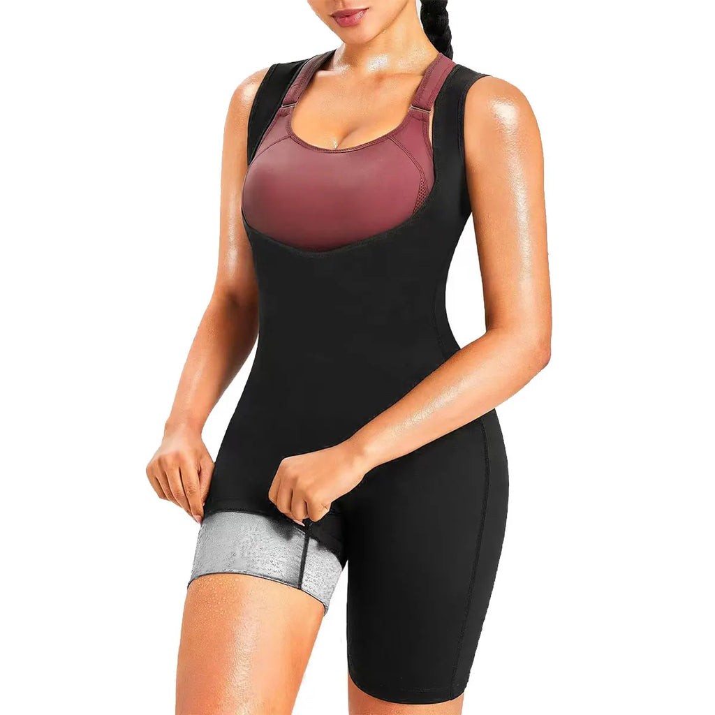 Sauna suits, women's full-body exercise jumpsuits, women's sauna suits, sweat-wicking tops, vest shaping clothes, hot jumpsuits
