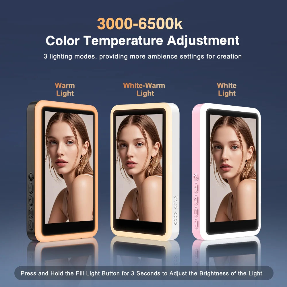Wireless Magnetic Vlog Selfie Monitor Screen With Fill Light for Phone Rear Camera for Selfie Mirroring Video Recording