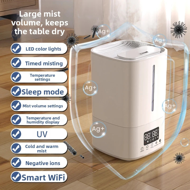5L Humidifier With Air Purifier Top Fill Water Tank No Leak Cool Mist Humidifier With Filter Humidifier For Dry Skin And Allergi