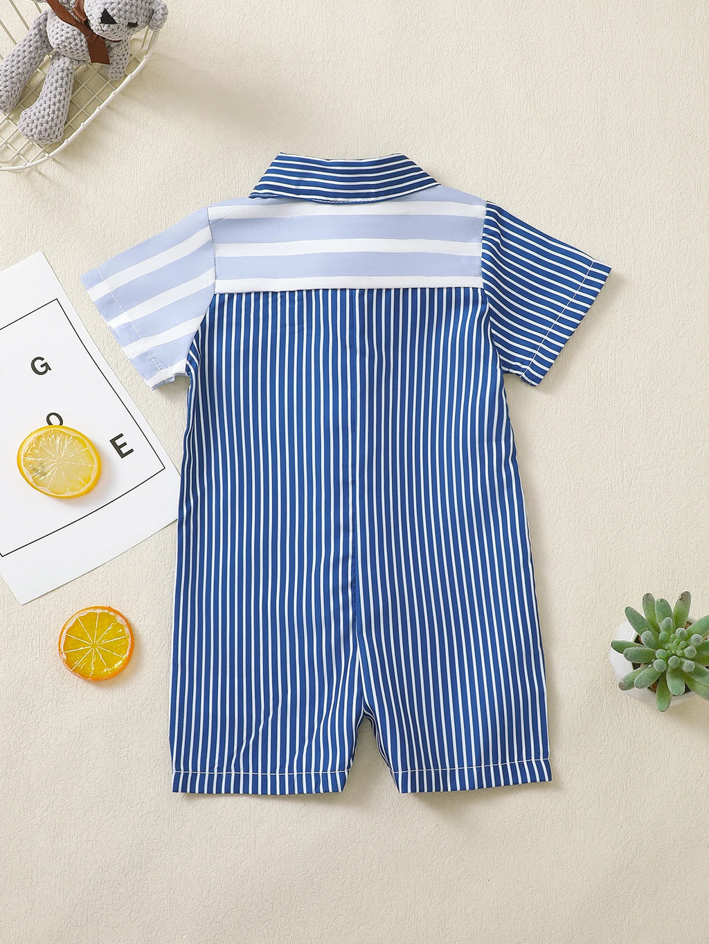 Baby Boy Summer Turn-down Collar Romper Short Sleeve Shirt for Infants And Toddlers Comfortable Breathable Clothing