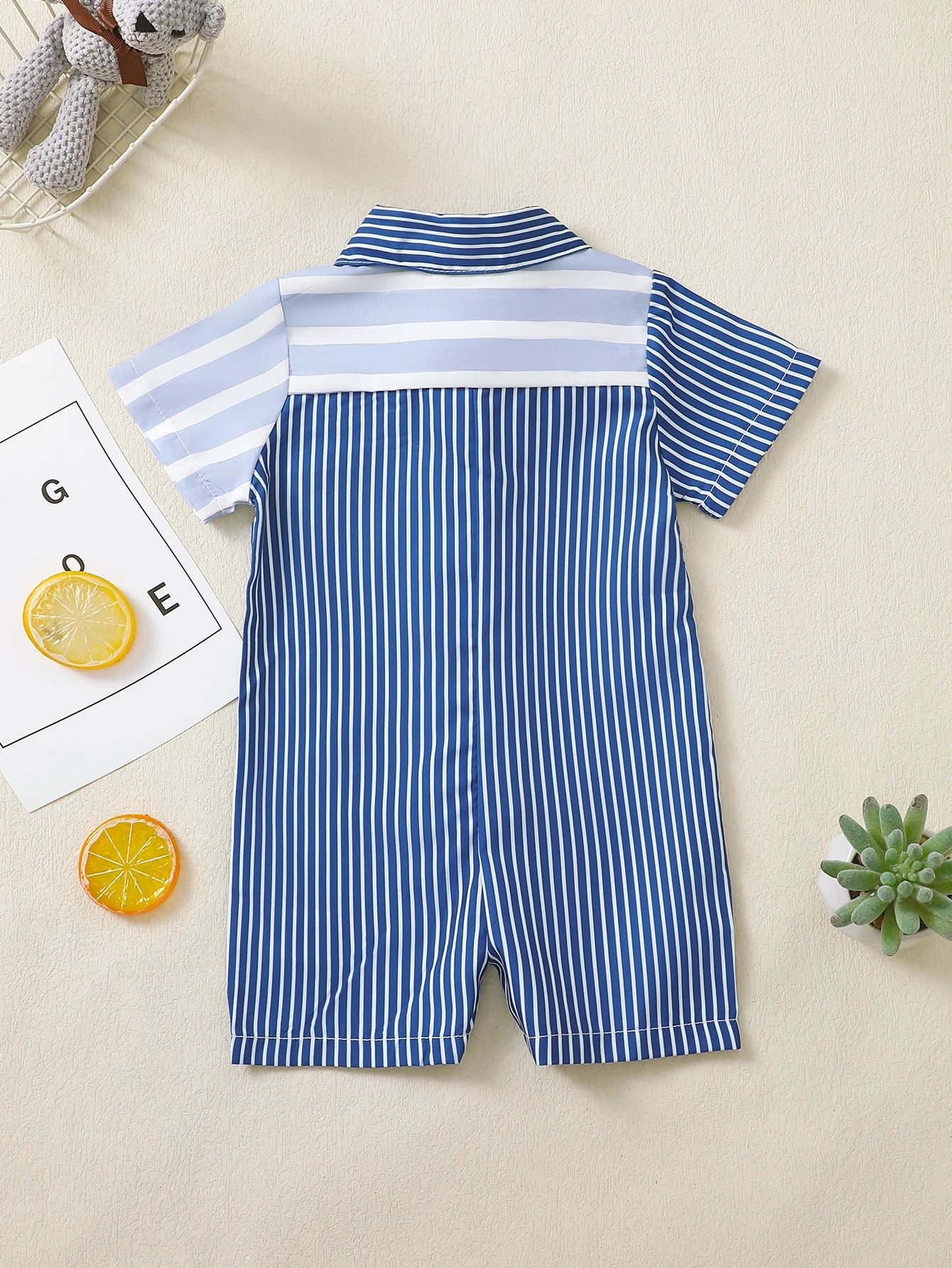 Baby Boy Summer Turn-down Collar Romper Short Sleeve Shirt for Infants And Toddlers Comfortable Breathable Clothing