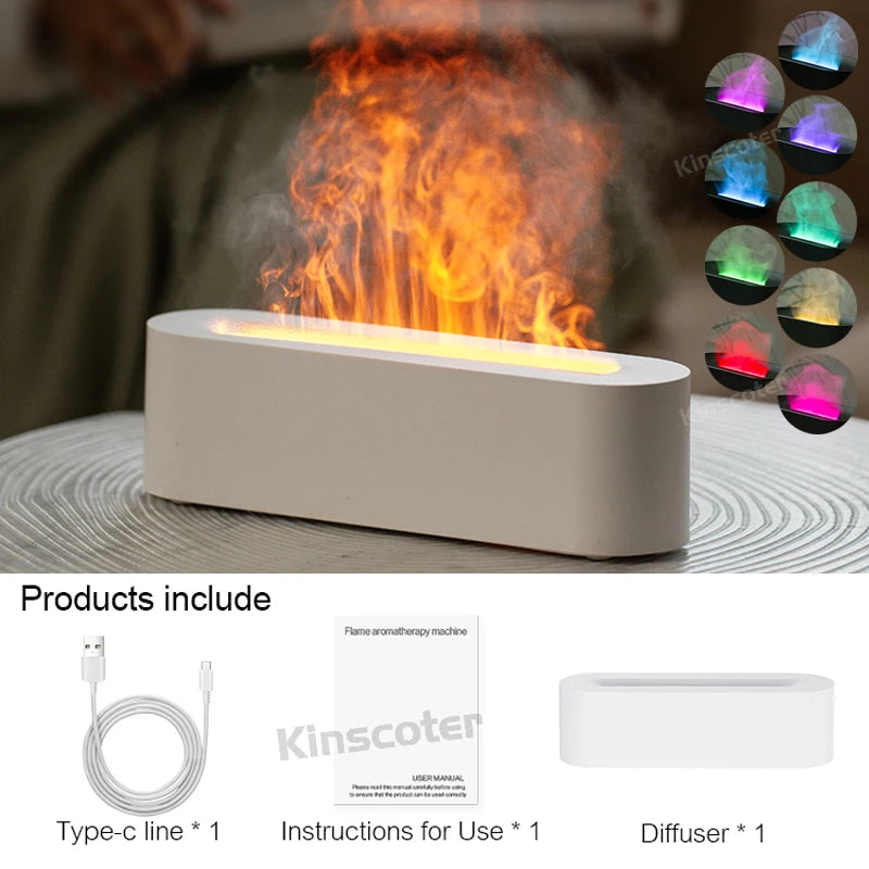 Simulated Flame Aromatherapy Diffuser USB Air Humidifier Desktop Purifier Supports Essential Oil Aroma Cool Mist Difusor