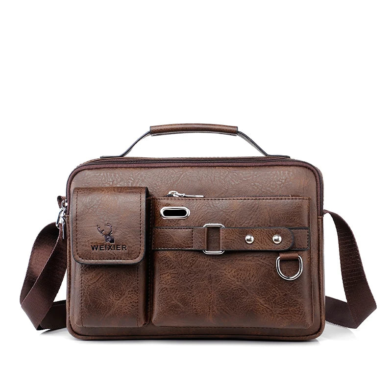 WEIXIER Fashion Men's Shoulder Bag Portable PU Leather Handbag Business Briefcase Travel Man Crossbody Bags Brand Qualit Men Bag