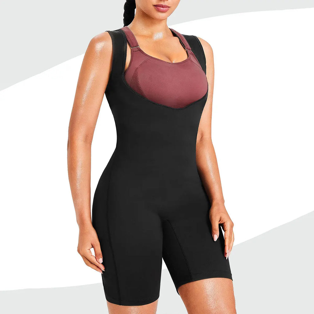 Sauna suits, women's full-body exercise jumpsuits, women's sauna suits, sweat-wicking tops, vest shaping clothes, hot jumpsuits