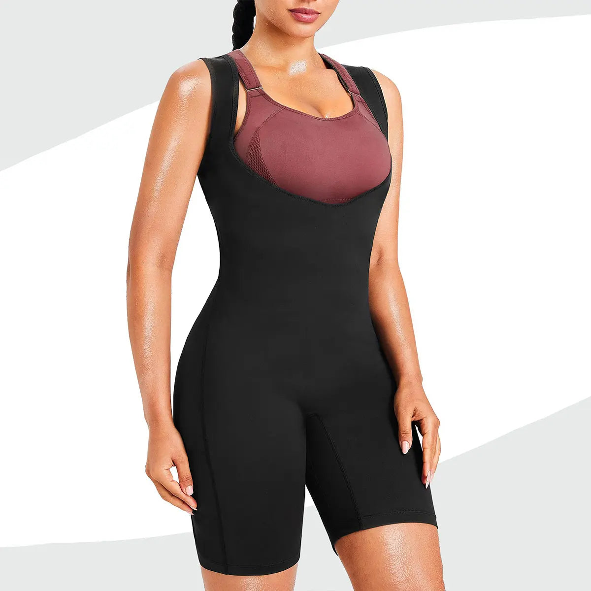 Sauna suits, women's full-body exercise jumpsuits, women's sauna suits, sweat-wicking tops, vest shaping clothes, hot jumpsuits
