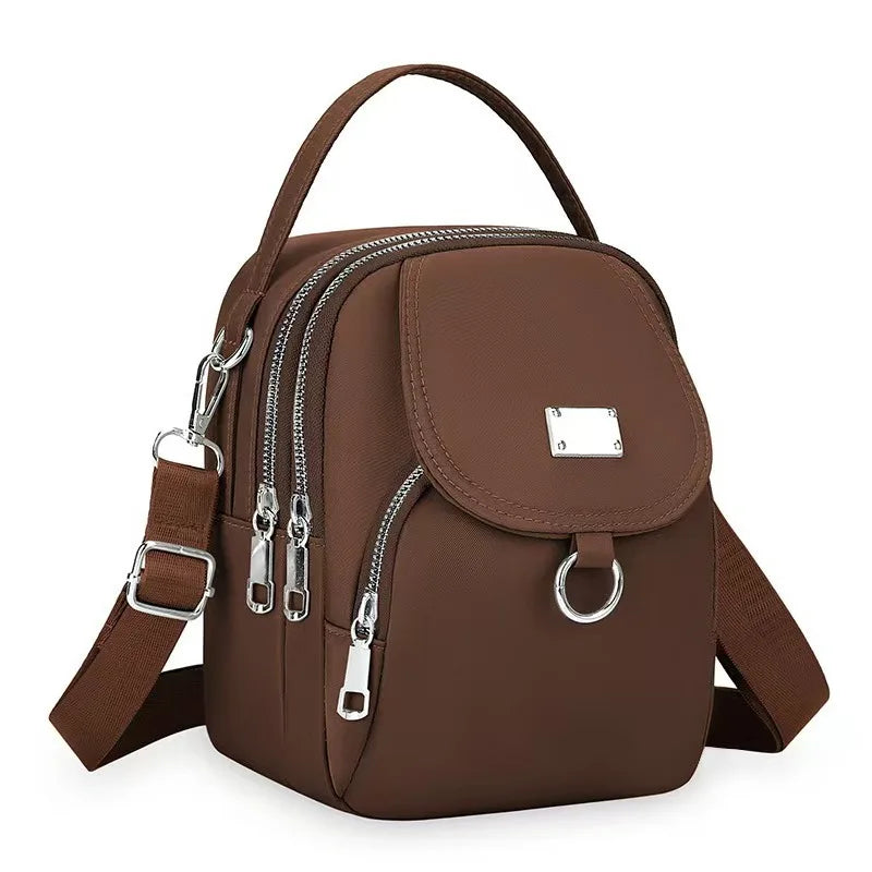 Durable Oxford Women Mini Bag 3 Layers Shoulder Bag Girls Shopping Phone Bag Lightweight Handbag Suitable For Going Out