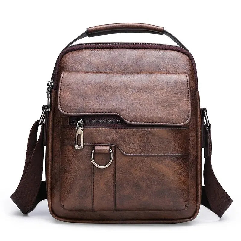 Luxury Brand Vintage Crossbody Bag Leather Shoulder Bag For Men Handbags Brown Black Business Messenger Side Bag Male Flap