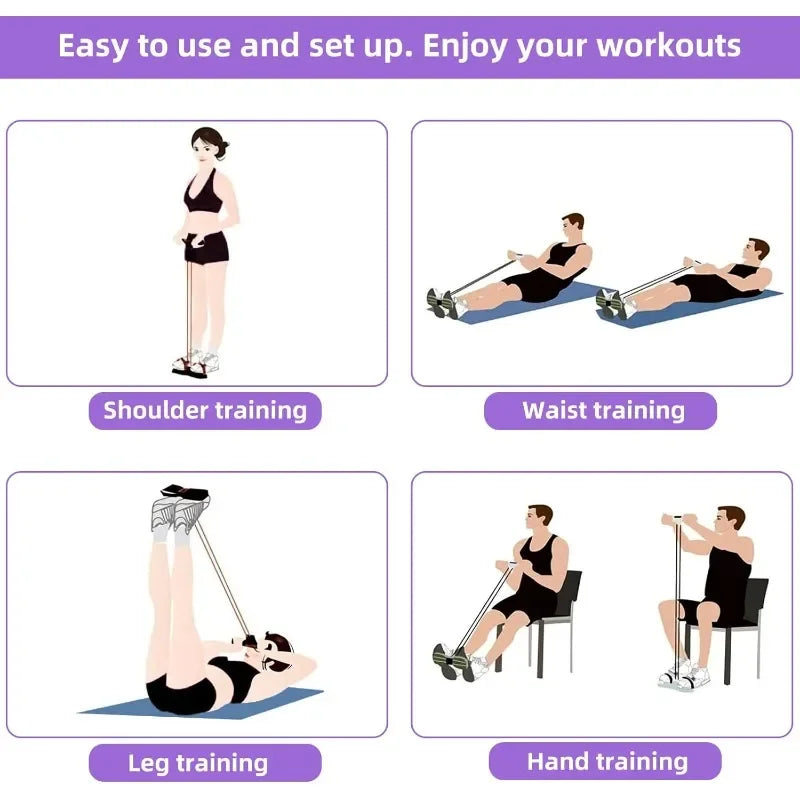 4/6-Tube Tensioner Multi-Functional Household Fitness Yoga Abdominal Strengthening Elastic Band Tension Rope Sit-Up Assistive