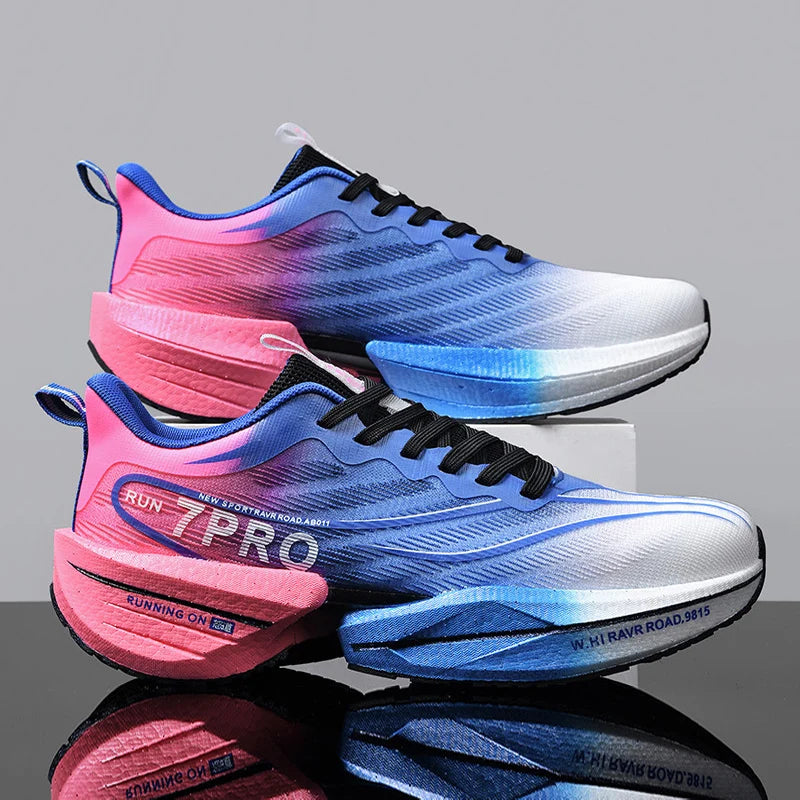 New Carbon Plate Sneakers Outdoor Soft Sole Mesh Sports Shoes Running Shoes Light Anti-Slip Casual Couple Tennis Shoes