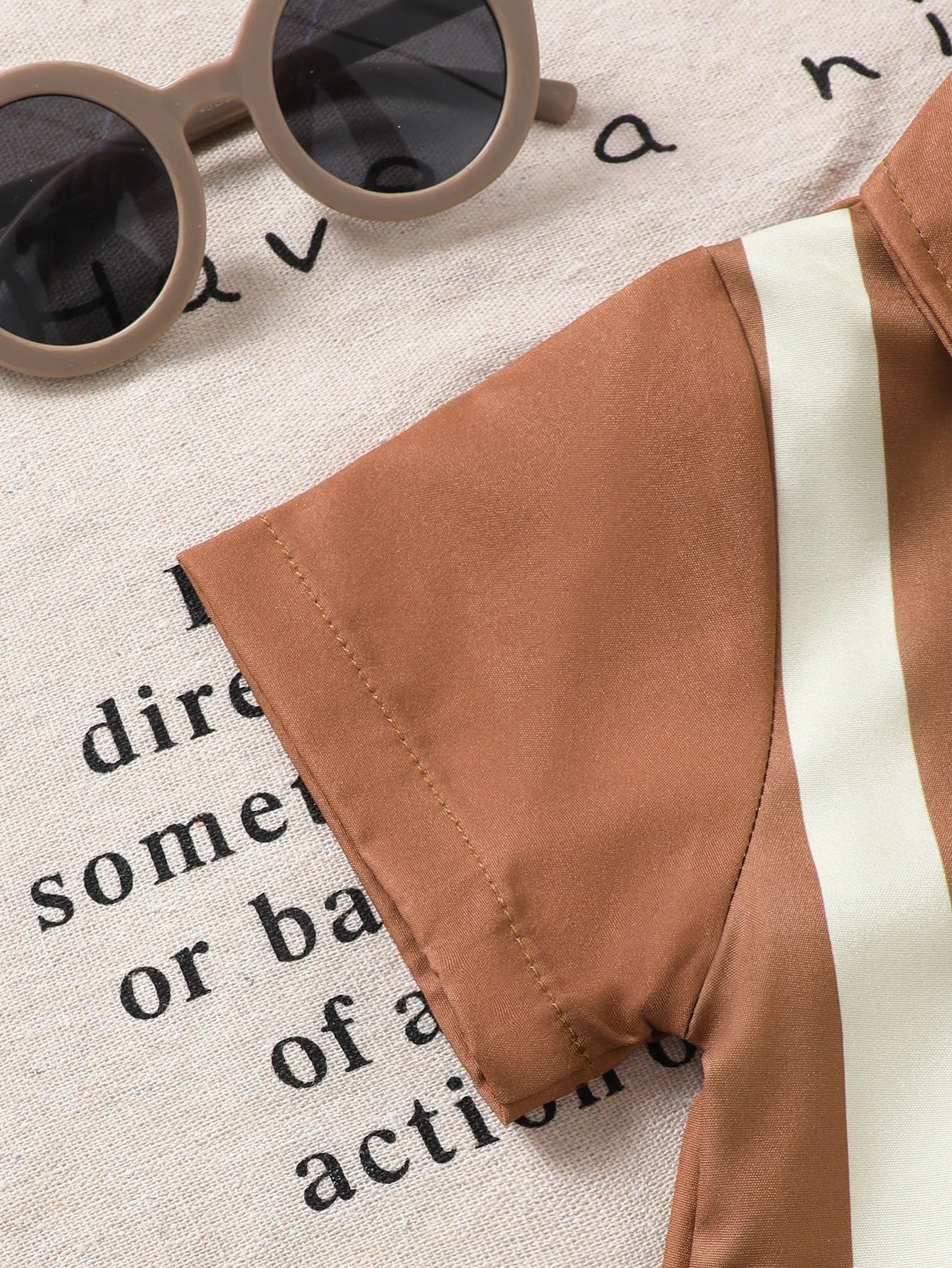 2pcs Baby Boy Summer Striped Patchwork Color Block Collared Short Sleeve Shirt with Pocket Short Pants for Casual Outdoor