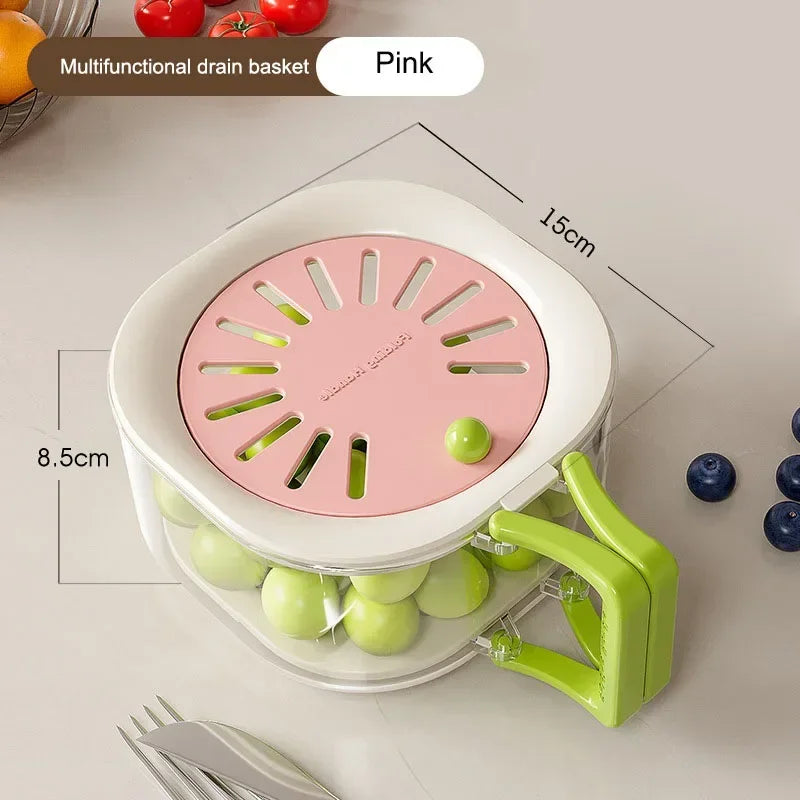 Kitchen Good Helper Tap Washing Basin Filter Water Drain Basket Food Grade Plastic Fruit Washing Basket Cute Food Drain Basket