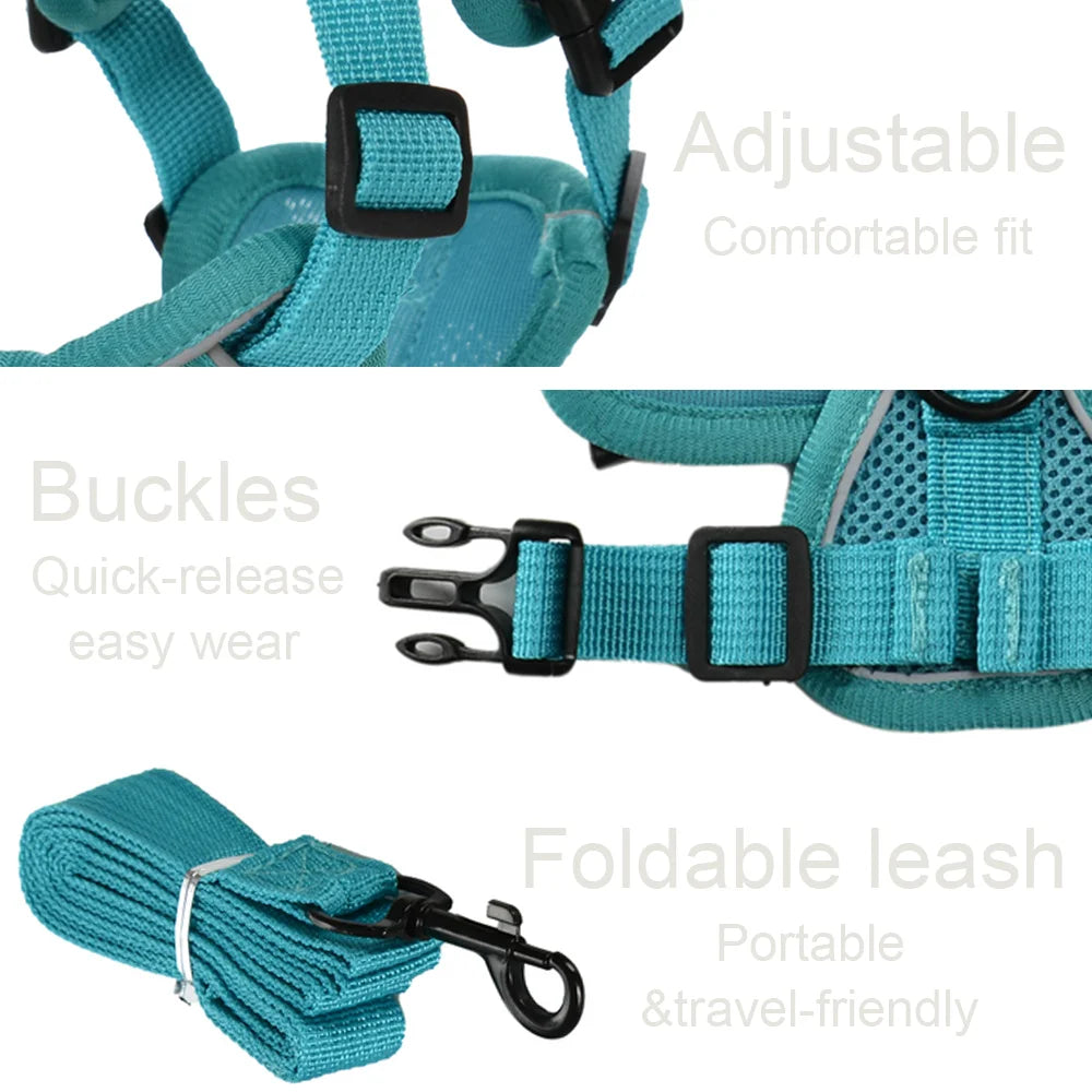 Adjustable Dog Harness Leash Set for Small Medium Dogs Cats Reflective Chest Strap Pets Harnesses Vest Outdoor Puppy Supplies