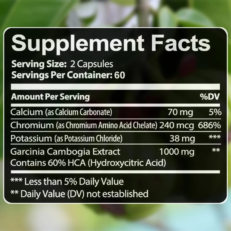 Garcinia Cambogia Extract Weight Loss Capsules Unisex supports weight loss and fat burning, cleansing