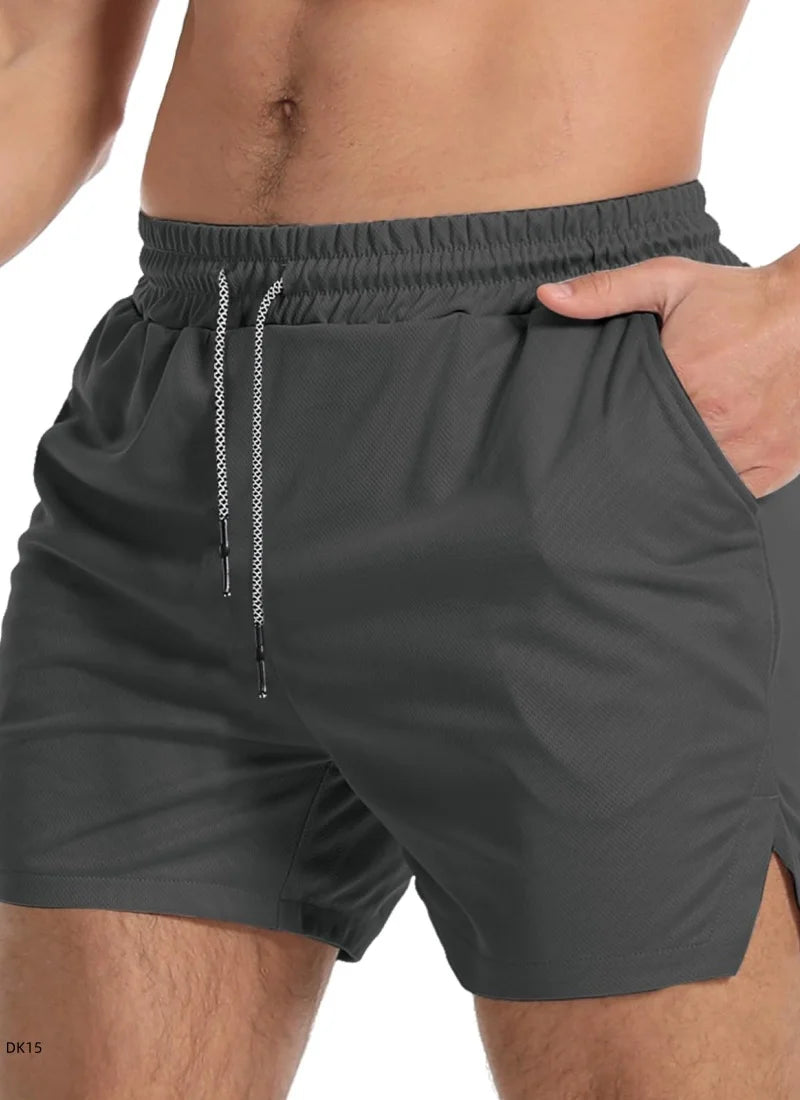 Running shorts men's gym sports shorts 2-in-1 quick drying exercise training gym fitness jogging shorts summer men's shorts