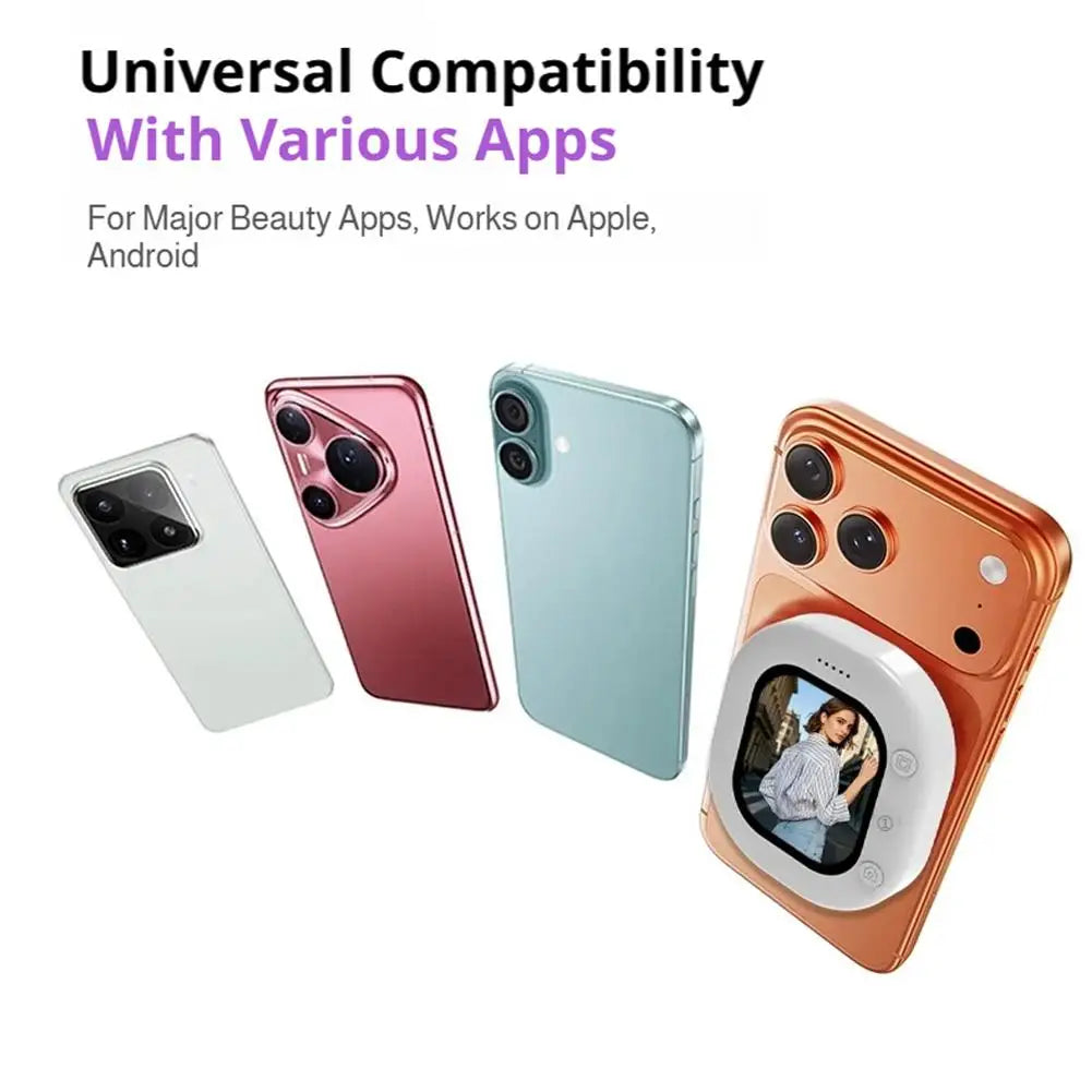Mini Wireless Magnetic Phone Screen Projector Mobile Phone Rear Camera Selfie Video Camera for Vlog Live Selfie Screen