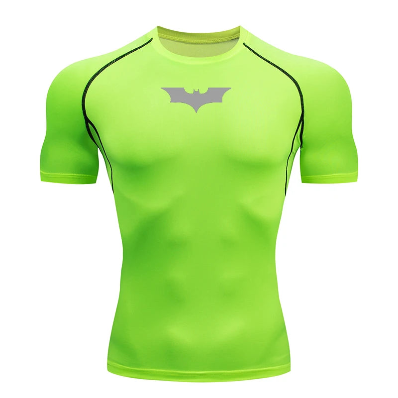 Bat Printed Men's Tight T-Shirt Running Compression Compression T Shirt Gym Fitness Jogging Short Sleeve Male Casual Shirt Tops