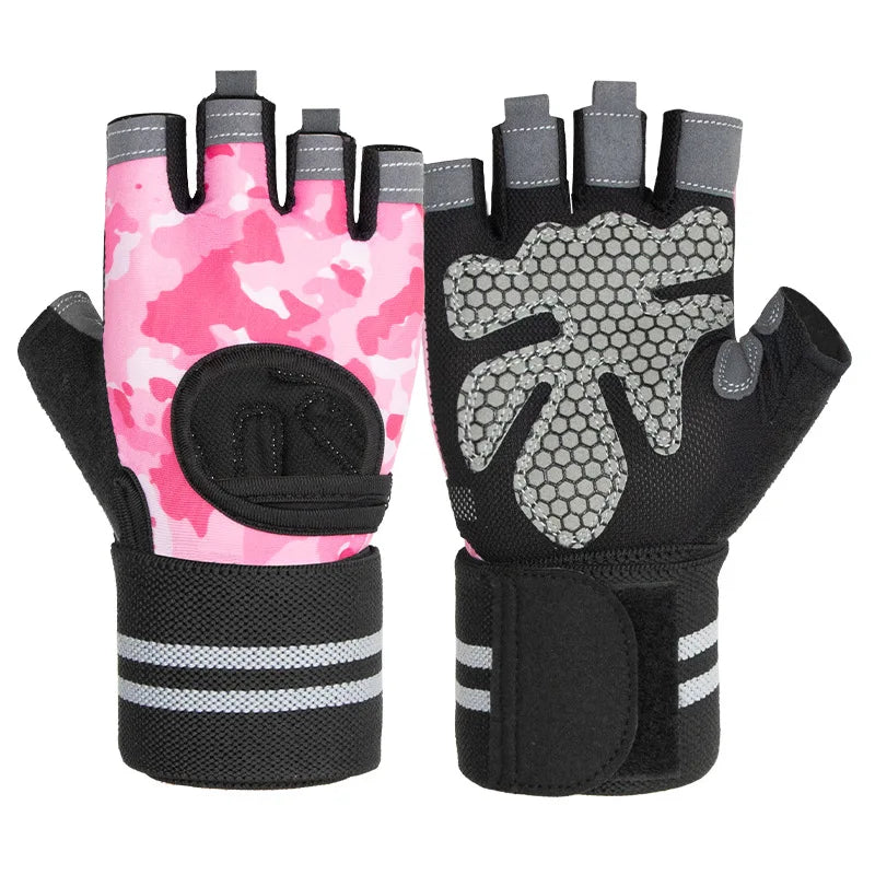 Anti Slip Shock Breathable Half Finger Gloves Breathable Cycling Gloves Fitness Gym Bodybuilding Crossfit Exercise Sports Gloves
