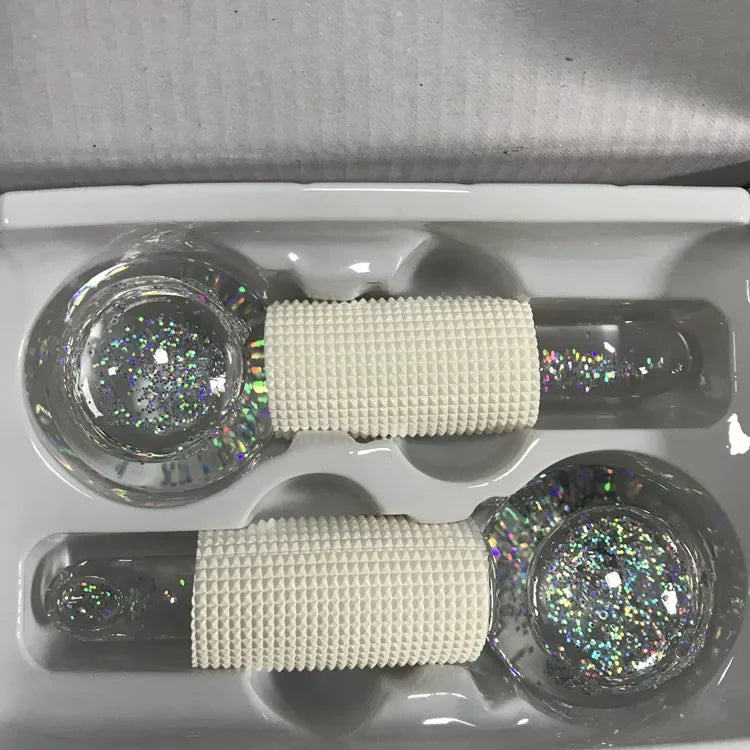 2PCS/pair Large Beauty Ice Hockey Energy Beauty Crystal Ball Facial Cooling Ice Globes Water Wave Face and Eye Massage Skin Care