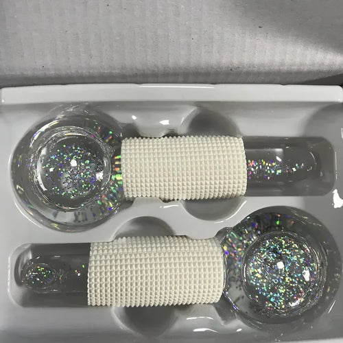 2PCS/pair Large Beauty Ice Hockey Energy Beauty Crystal Ball Facial Cooling Ice Globes Water Wave Face and Eye Massage Skin Care