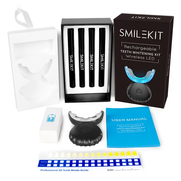 Teeth Whitening Kit with Wireless Charging, LED Light Teeth Whitener & Gel, At-Home White Smile Care System