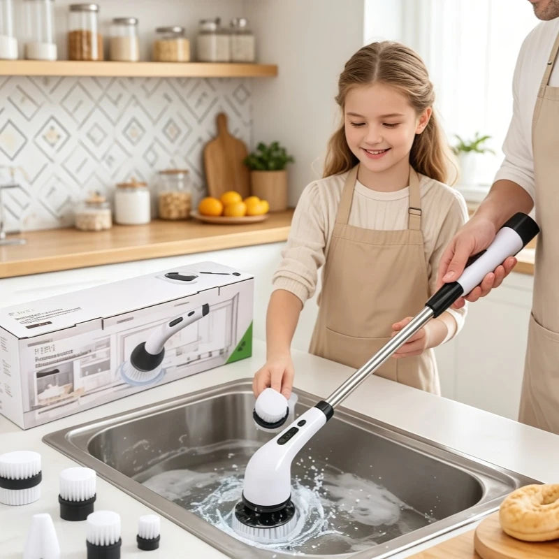 Cordless Electric Spin Scrubber, Multipurpose Household Power Brush for Kitchen Bathroom Toilet Tile Grout