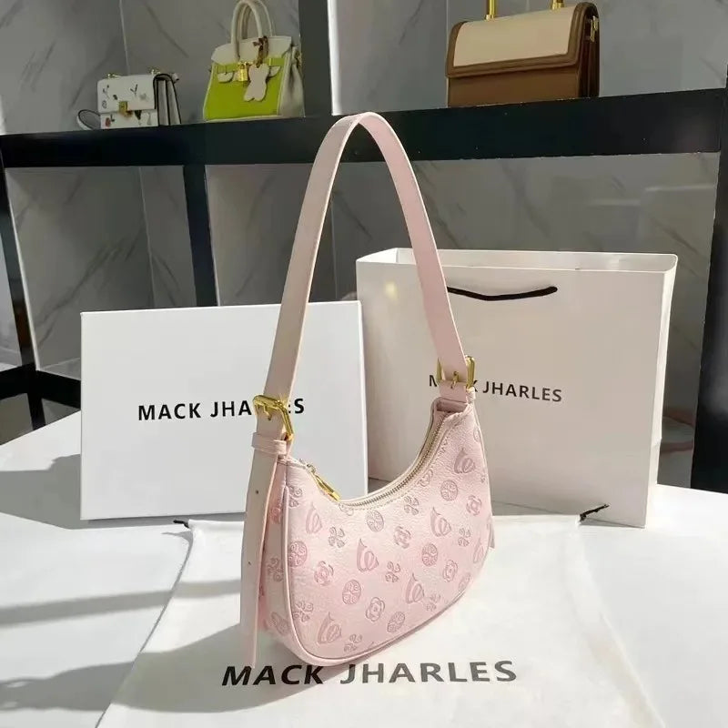 Brand Designer PU Leather Floral Print Women's Shoulder Bag Casual Crossbody Bag Hobos Handbag
